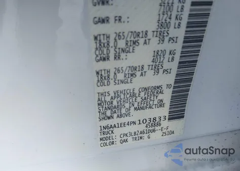 2023 Nissan Titan Sv 4X2 from USA, damaged, VIN 1N6AA1EE4PN103833